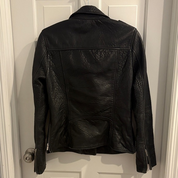 Black Rivet Textured Black Leather Motorcycle Jacket - Picture 4 of 4